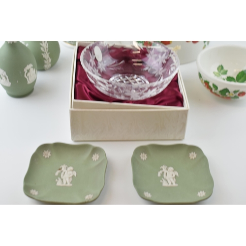 116 - Pottery to include Wedgwood Humming Birds, green Jasperware,  Portmeirion Pottery with Royal Doulton... 