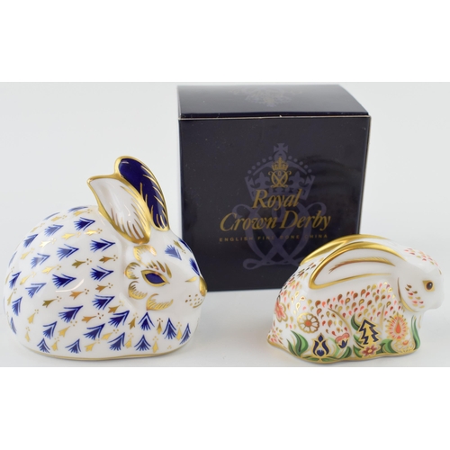 126 - Two Royal Crown Derby paperweight, Baby Rowsley Rabbit, commissioned by Sinclairs and limited to the... 