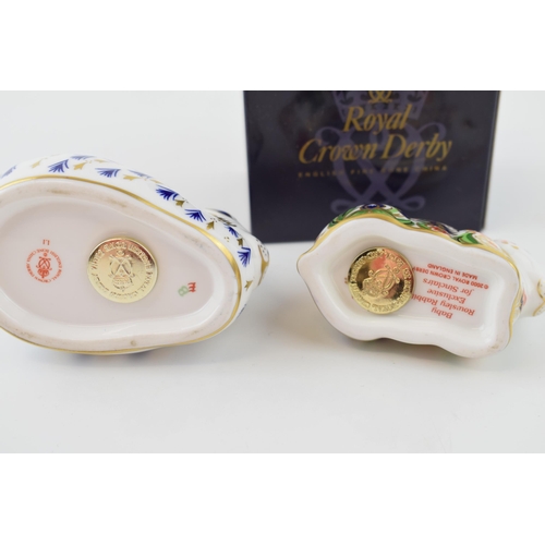 126 - Two Royal Crown Derby paperweight, Baby Rowsley Rabbit, commissioned by Sinclairs and limited to the... 