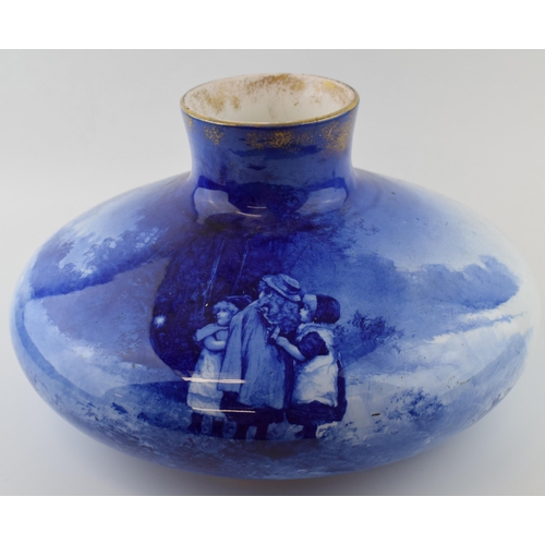 172 - An impressive and large Royal Doulton squat vase, circa 38cm diameter, decorated with blue children ... 