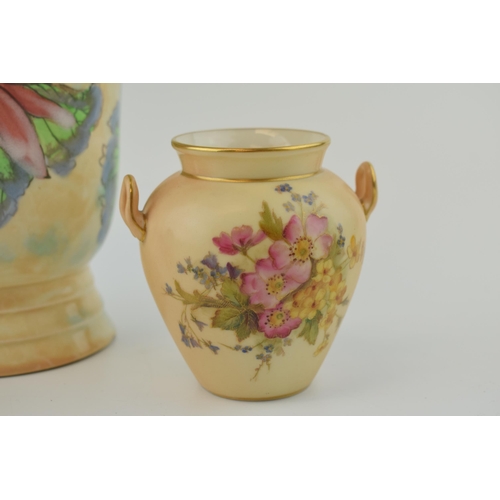179 - Royal Doulton seriesway vase in the Water Lilly pattern, 21.5cm tall, with a Royal Worcester small c... 