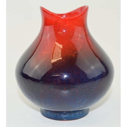 181 - Royal Doulton Flambe vase with rich colours, 11cm tall.