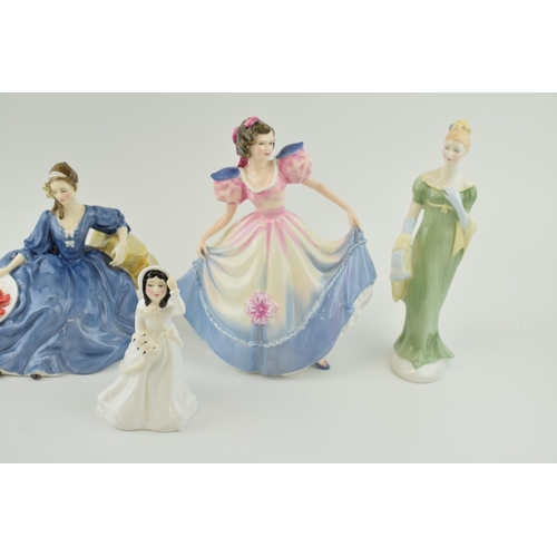 187 - Royal Doulton figures seconds 'Ascot' H.N. 2356, 'Elyse' H.N. 2429. 'Angela' H.N 3419, 'Lorna' H.N. ... 