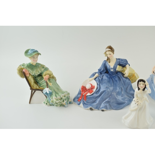 187 - Royal Doulton figures seconds 'Ascot' H.N. 2356, 'Elyse' H.N. 2429. 'Angela' H.N 3419, 'Lorna' H.N. ... 