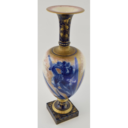 189 - Royal Doulton high-shouldered baluster vase, decorated with Blue Iris, with gilded decoration, 34cm ... 