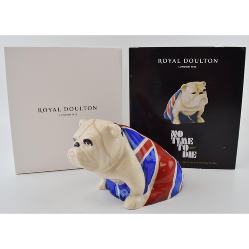 192 - Boxed Royal Doulton James Bond Union Jack bulldog No Time To Die DD007B.