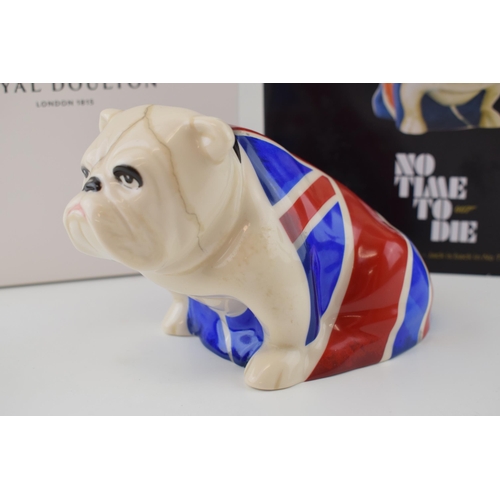 192 - Boxed Royal Doulton James Bond Union Jack bulldog No Time To Die DD007B.