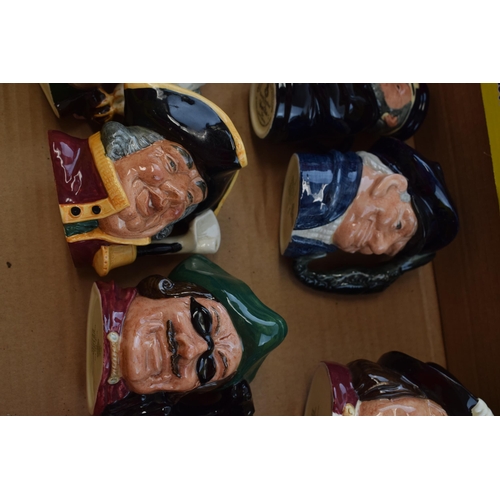 195 - Small Royal Doulton character jugs to include the Falconer, the lobsterman, a Doultonville (second) ... 