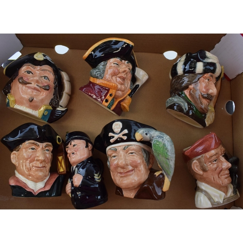 196 - Small Royal Doulton character jugs to include Capt Henry Morgan, the Trapper, a Doultonville (second... 