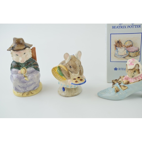 2 - Beswick Beatrix Potter figures to include Old Mr Brown together with Royal Albert The Old Woman Who ... 