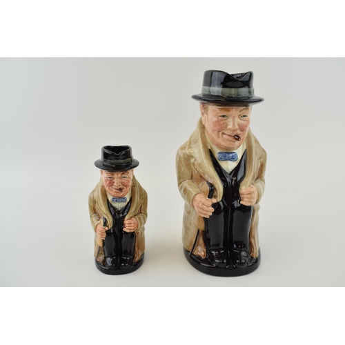 200 - Two Royal Doulton character jugs 'Winston Churchill' large and small versions. Height 23cm.