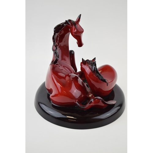 206 - Royal Doulton Flambe figure Gift of Love, a pair of horses, height 21cm.