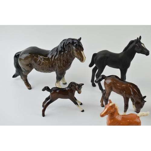 22 - Beswick to include a Shetland pony, a Shetland foal, a palomino foal and others (7).