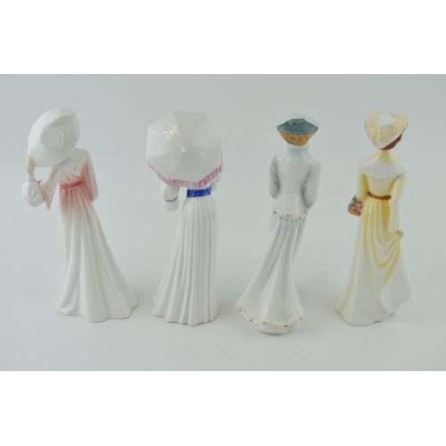 225 - Four Royal Doulton figurines, HN 3005 Sarah in Winter, HN 3006 Catherine in Spring, 3003 Lilian in S... 