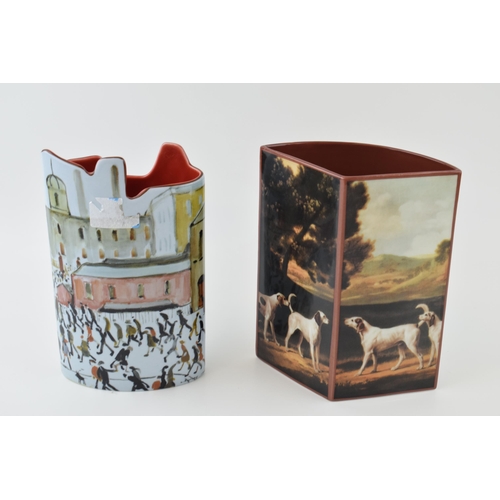 28 - John Beswick Silhouette vases to include a George Stubbs vase and a LS Lowry vase (2), 21cm tall.