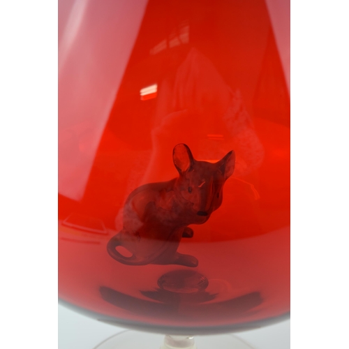 34 - Beswick figures of a climbing cat and a mouse on large glass (3).