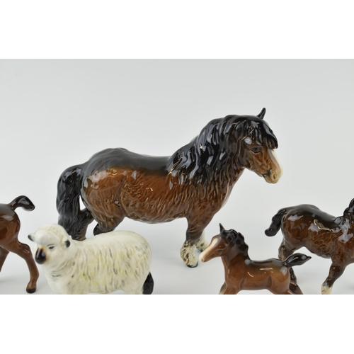 38 - Beswick to include a Shetland pony, a Shetland foal, a sheep, two lambs and others (Qty).