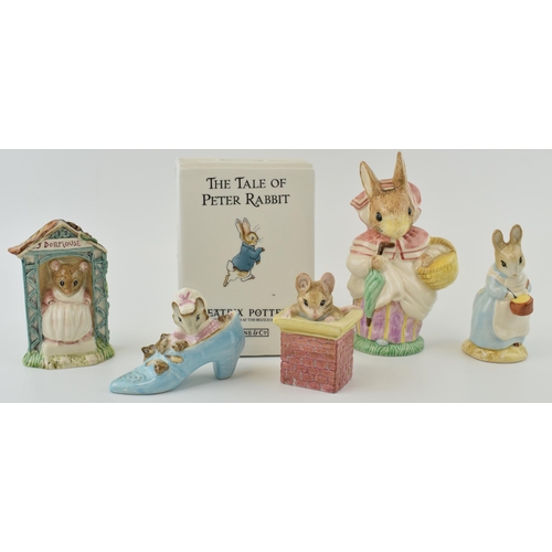 4 - Royal Albert Beatrix Potter figures to include boxed Mrs Rabbit Cooking, Tom Thumb, The Old Woman Wh... 