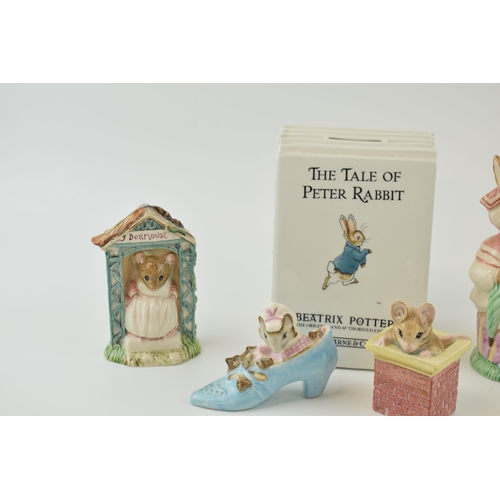 4 - Royal Albert Beatrix Potter figures to include boxed Mrs Rabbit Cooking, Tom Thumb, The Old Woman Wh... 