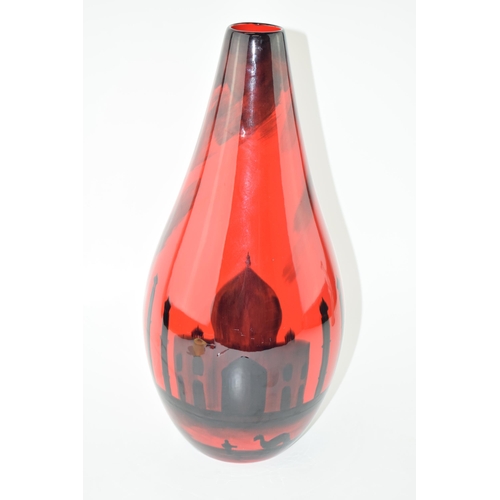 69 - Peggy Davies Ruby Fusion vase in the 'Taj Mahal' pattern, number 11/100, 39cm tall.