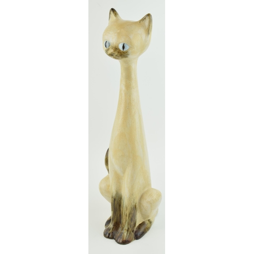 72 - Burslem Pottery large trial figure of a sitting cat, elongated neck, 45cm tall.