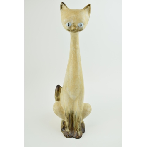 72 - Burslem Pottery large trial figure of a sitting cat, elongated neck, 45cm tall.