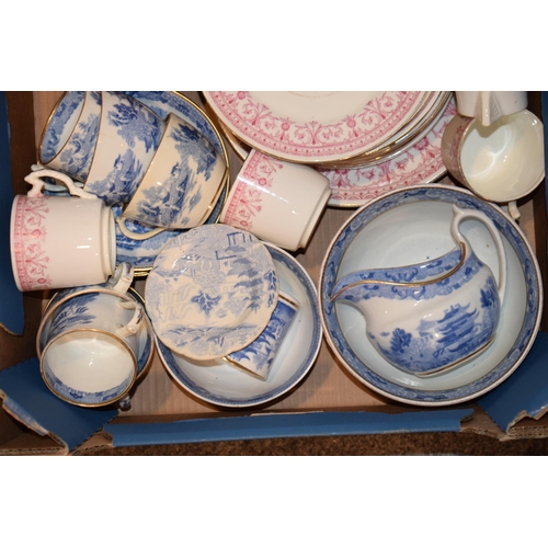 104 - Pottery to include an Aynsley Orchard Gold cream jug, an early Aynsley pink part tea service with a ... 