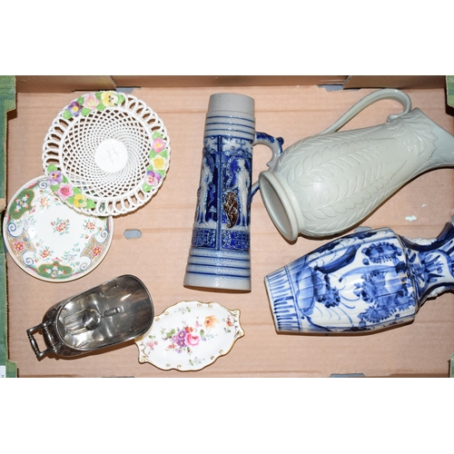 113 - Mixed items to include an oriental vase, a Dudson Victorian stoneware jug, a continental stoneware e... 