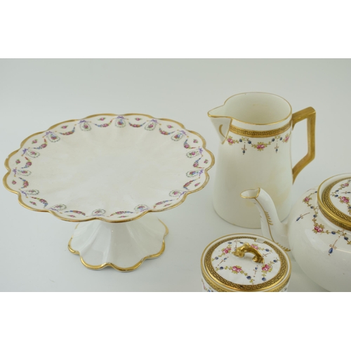 291 - Shelley China part tea set, decorated with floral patterns, with gilding, to include a teapot, a cre... 