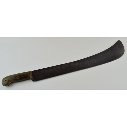 304 - Antique Steel Machete with Buffalo Horn handle 62cms in length with indistinct maker mark