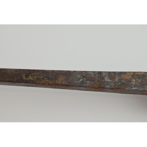 313 - Early 20th century bamboo cased swordstick, with indistinct marks to two sides of blade, 82cm long, ... 