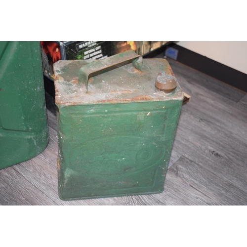 350 - A War Department fuel can together with an 'Esso' 2 gallon petrol can with original brass lid. (2)