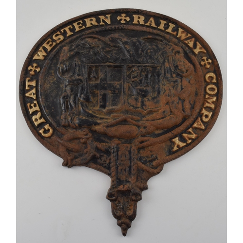 361 - Great Western Railway Company cast iron replica marker. Height 31cm.