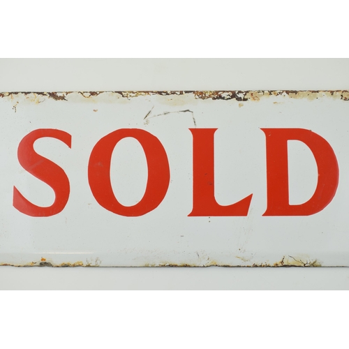 375 - Original enamel sign 'SOLD BY' salvaged from a vintage estate agents board. 45.5cm x 13cm.