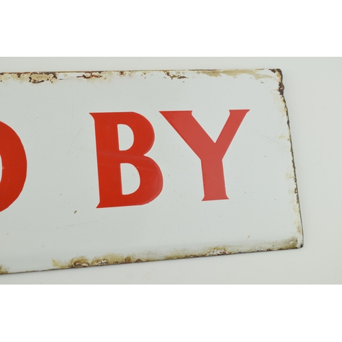 375 - Original enamel sign 'SOLD BY' salvaged from a vintage estate agents board. 45.5cm x 13cm.