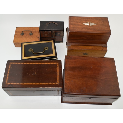 381 - A good collection of boxes and tins to include inlaid examples and others (Qty).