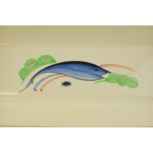 385 - Susie Cooper hors d'oeuvres dish with fish design. Crown Works Burslem.  25cm.