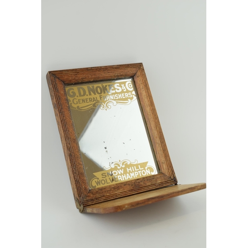 420 - Vintage advertising mirror,  'G.D. NOKES & CO, General Furnishers, Snow Hill, Wolverhampton'. Pine f... 