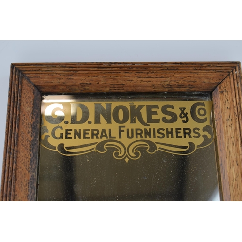 420 - Vintage advertising mirror,  'G.D. NOKES & CO, General Furnishers, Snow Hill, Wolverhampton'. Pine f... 