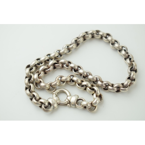 533 - Silver chunky belcher necklace / chain, 60.0g, 46cm long.