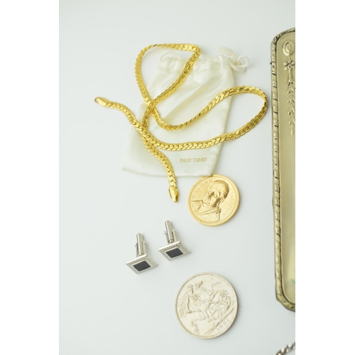 542 - Jewellery to include a silver chain and bracelet, combined 22.0 grams,  silver plated photoframe, a ... 