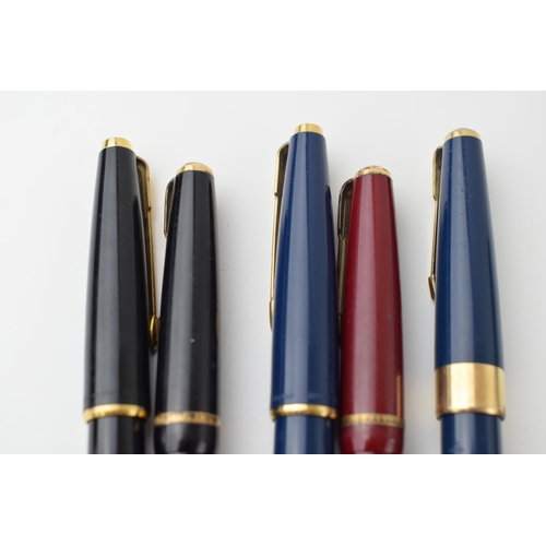 550 - A collection of Parker fountain pens, 5, 4 with 14k gold nibs (5).