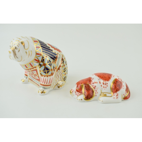 137 - Royal Crown Derby paperweight, Bulldog, 10cm high, date mark for 1993 (LVI), red Royal Crown Derby s... 
