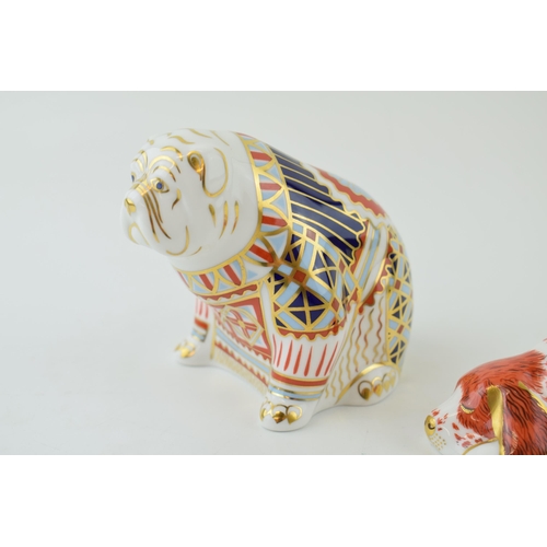 137 - Royal Crown Derby paperweight, Bulldog, 10cm high, date mark for 1993 (LVI), red Royal Crown Derby s... 