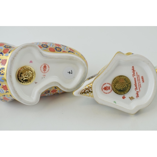 140 - Two Royal Crown Derby paperweights, Walrus, 11cm high, decorated In a kaleidoscopic patchwork of Jap... 