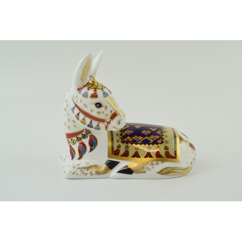 144 - Royal Crown Derby paperweight, Donkey, red Royal Crown Derby stamp on the base, 21st anniversary spe... 