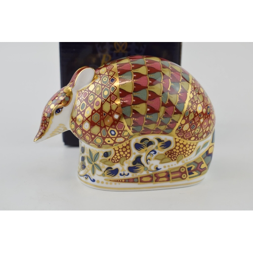 145 - Royal Crown Derby paperweight, Armadillo, gold stopper, red printed marks and Royal Crown Derby stam... 