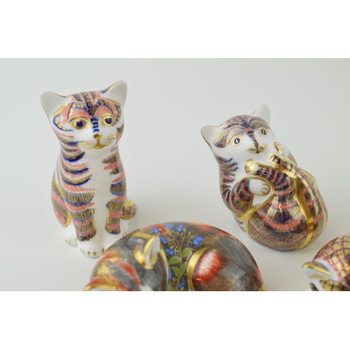 150 - Five Royal Crown Derby kitten paperweights, Catnip Kitten, 8cm, an exclusive for the RCD Collectors ... 