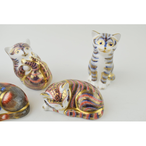 150 - Five Royal Crown Derby kitten paperweights, Catnip Kitten, 8cm, an exclusive for the RCD Collectors ... 