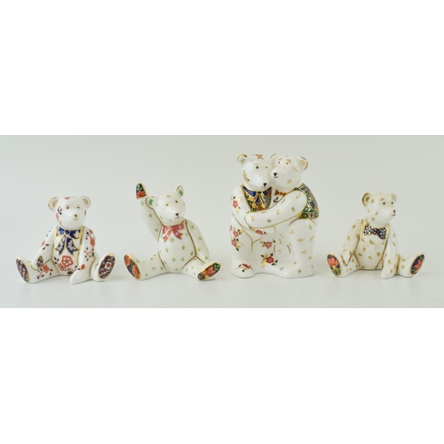 151 - Four Royal Crown Derby miniature bear paperweights, Edward, Victoria, William, (all 7cm high) and Be... 